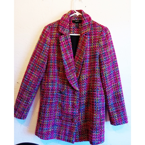 CLEARANCE SALE!!  Forever 21 Vibrant and Exotic Multicolor Double Breasted Coat - Picture 1 of 8